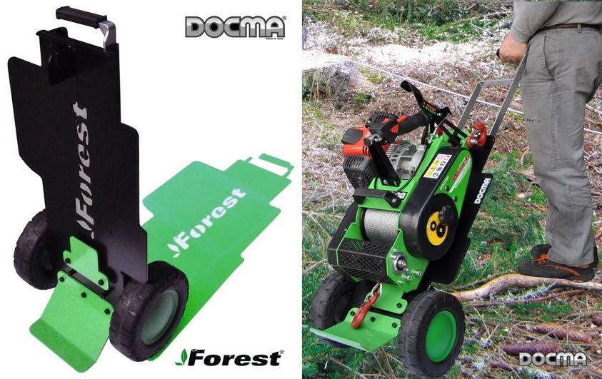 New: new trolley for VF150 winches.  News: forest winch cart.  Nouveauté: chariot porte treuil.