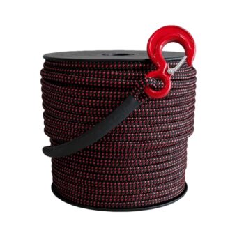 ULTRA-STRONG, LOW-STRETCH TEXTILE ROPE (BLACK/RED)